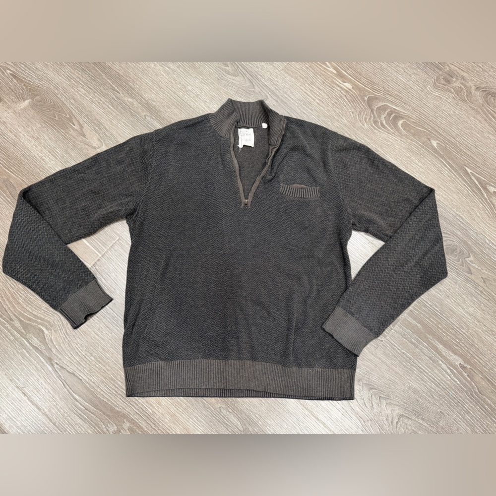 Billy Reid Charcoal 1/4 zip Sweater with pocket size XL
